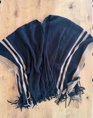 Lulus Do Everything in Love Stripe Bordered Ruana Shawl with Fringe